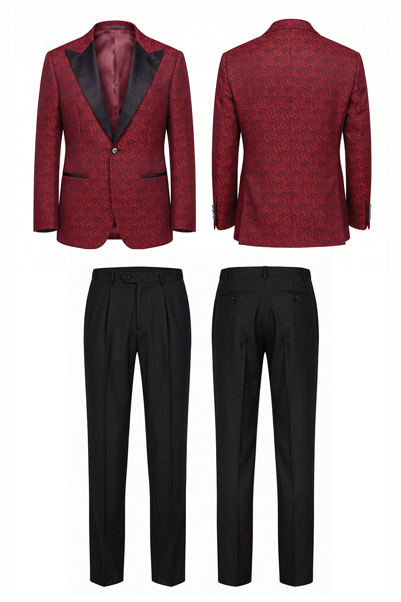 Red 82% Jacquard Suits