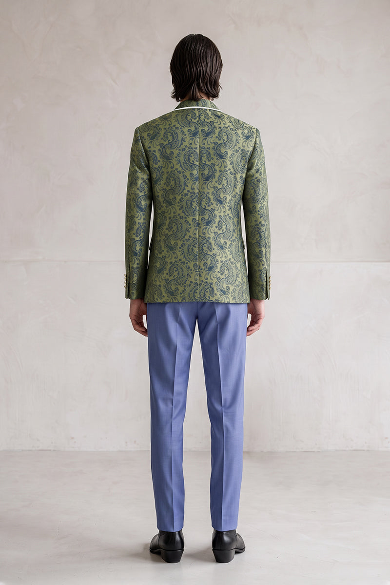 Olive Green 82% Jacquard Suits