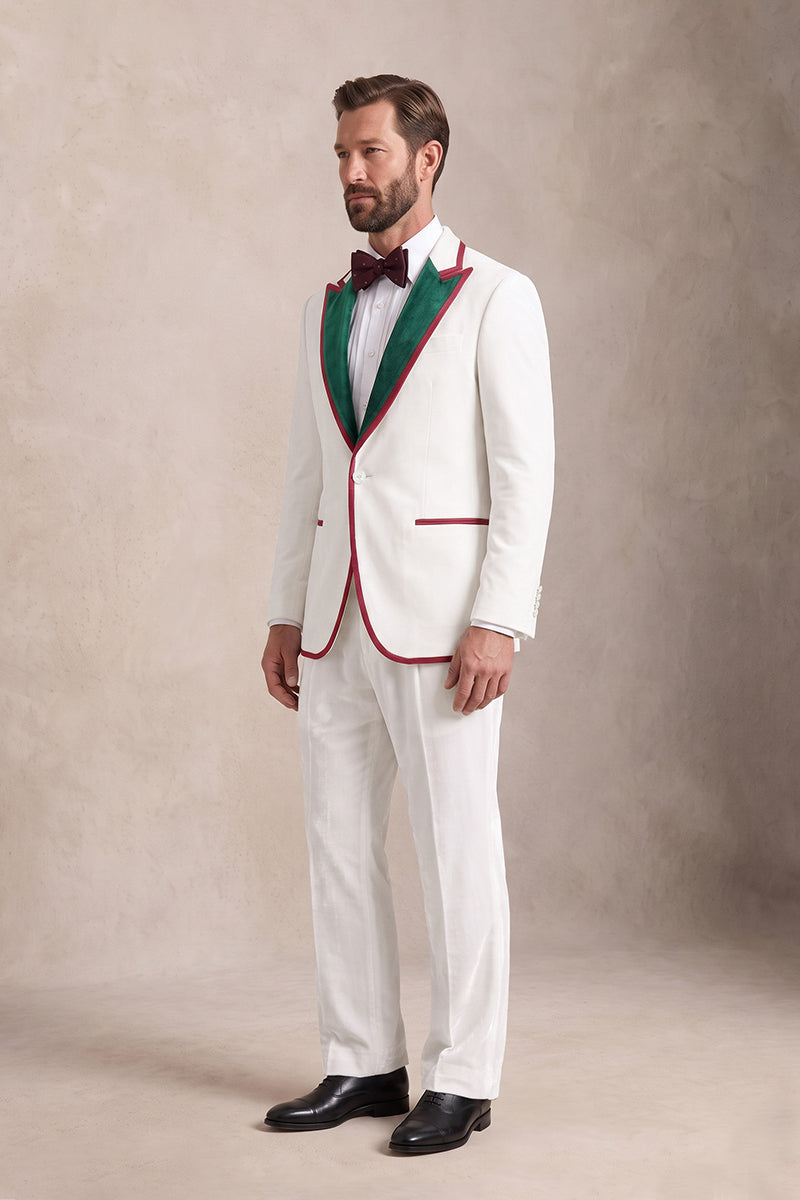 White 100% Velvet Suits