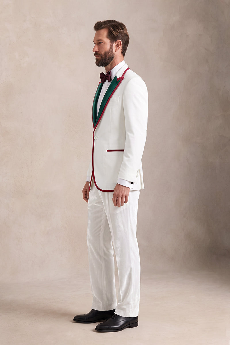 White 100% Velvet Suits