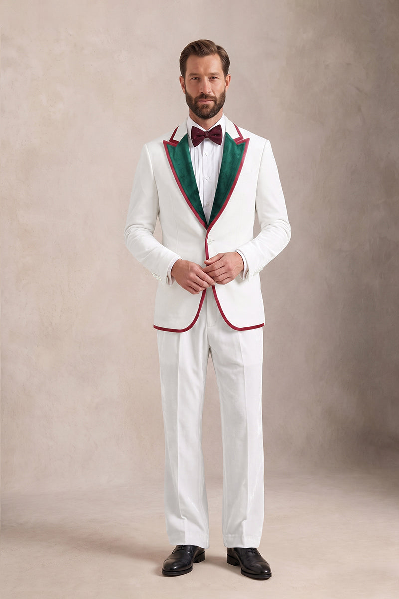 White 100% Velvet Suits