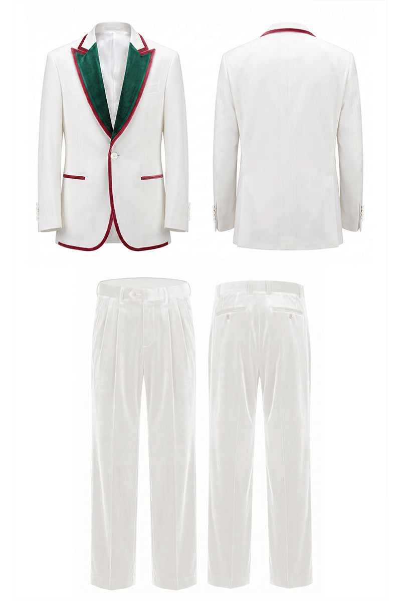 White 100% Velvet Suits