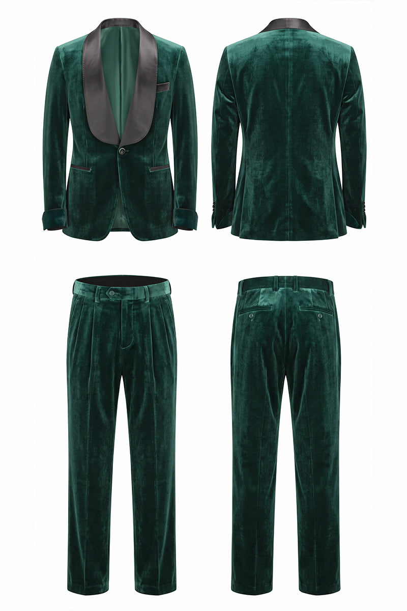 Emerald Green 100% Velvet Suits