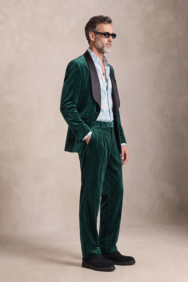Emerald Green 100% Velvet Suits