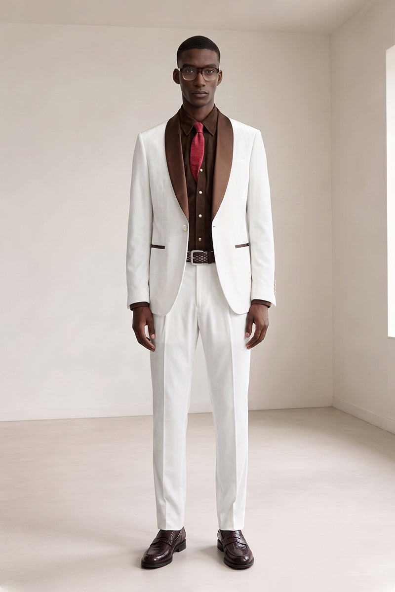 White 100% Velvet Suits