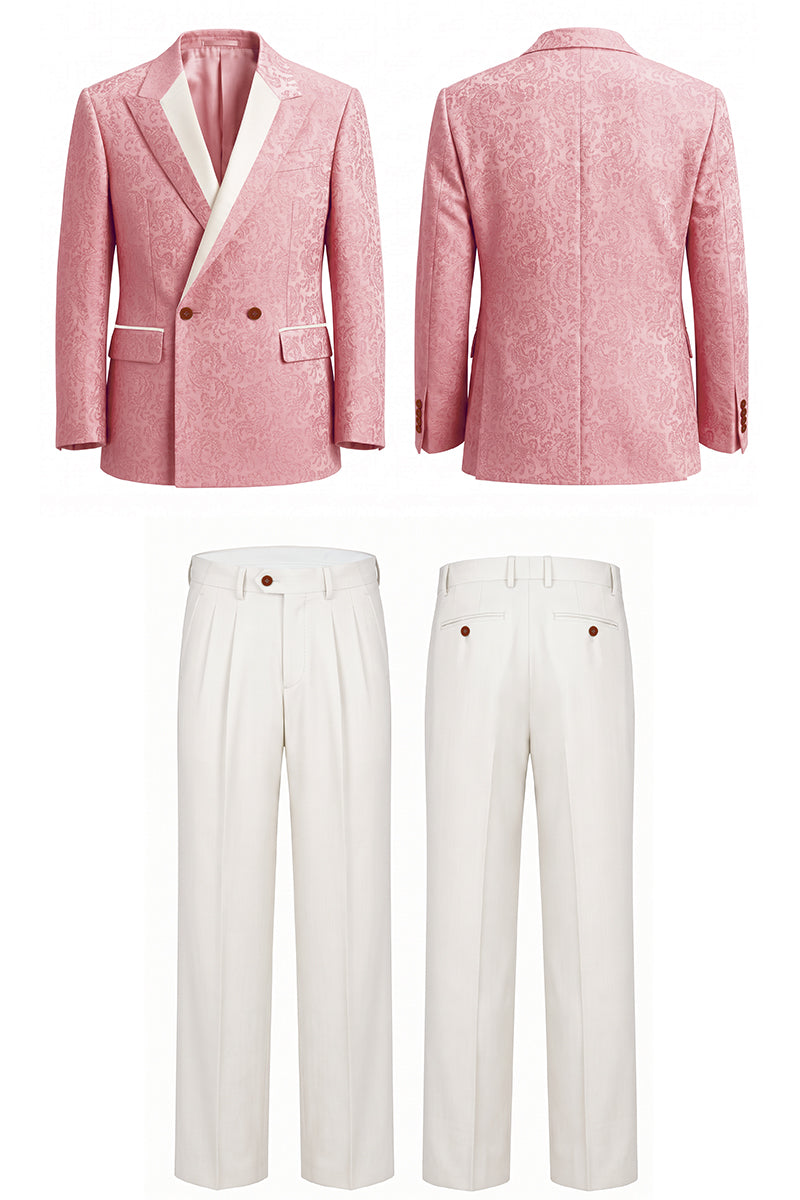 Pink 82% Jacquard Suits
