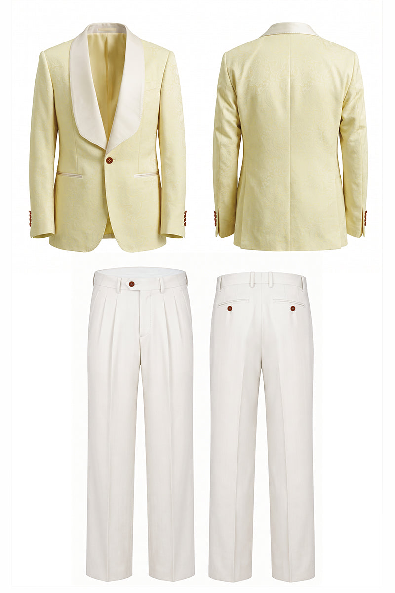 Pale Yellow 82% Jacquard Suits