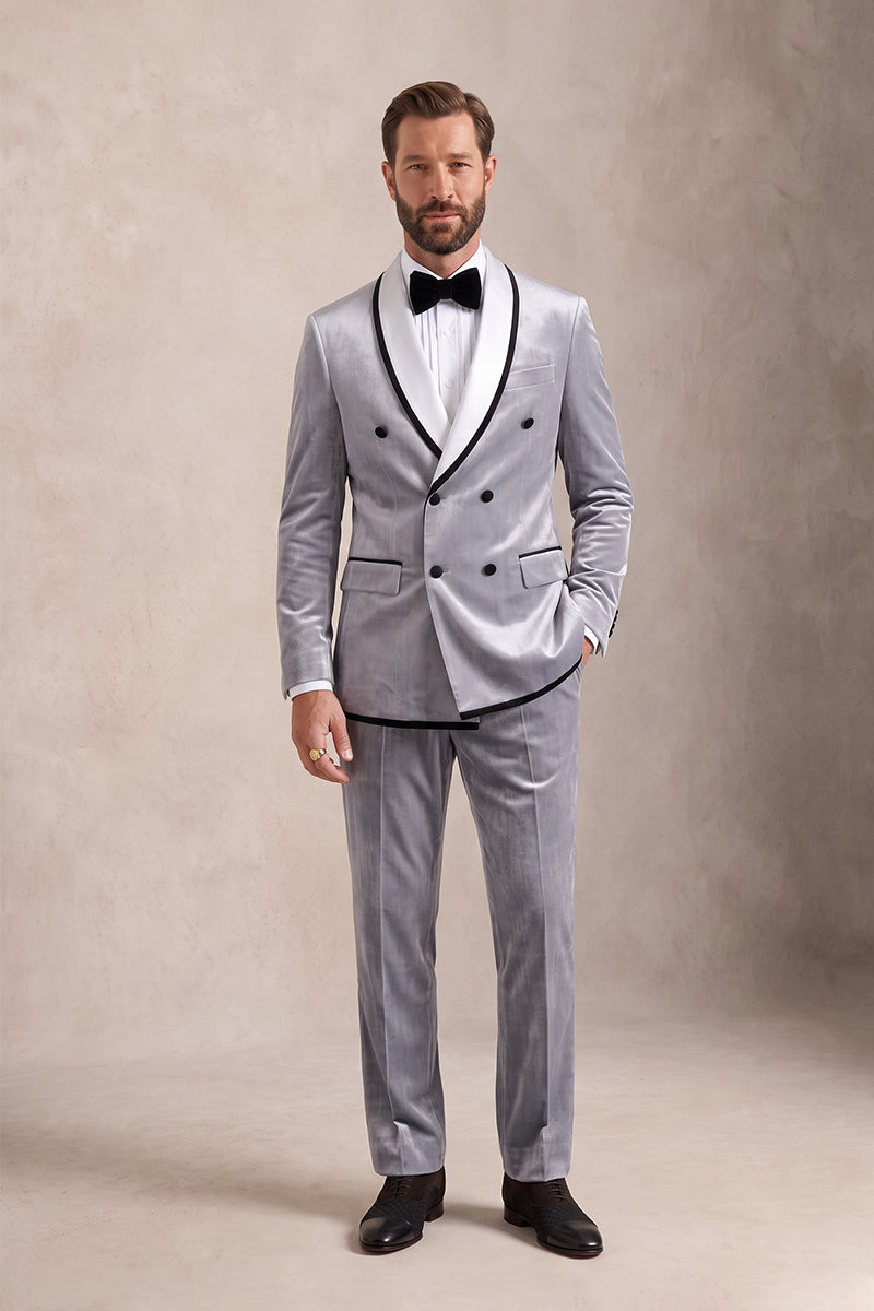 Gray 100% Velvet Suits