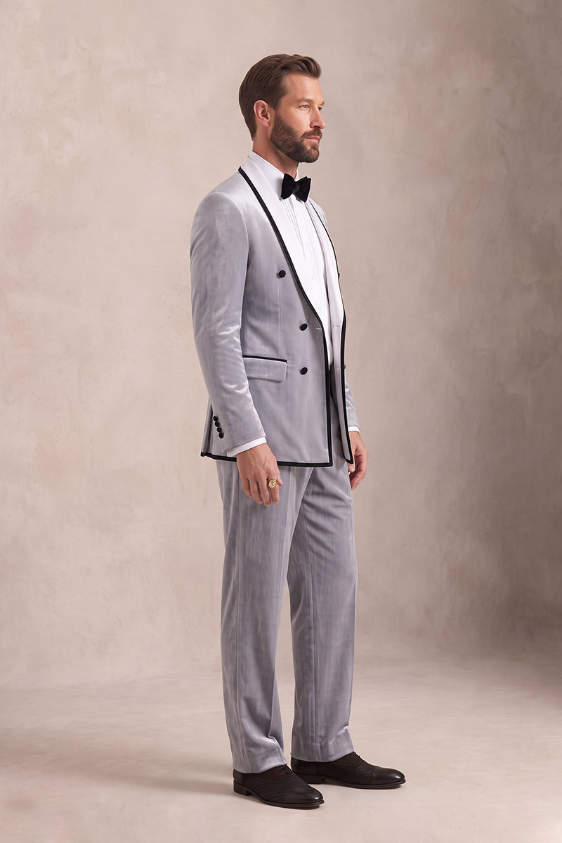 Gray 100% Velvet Suits