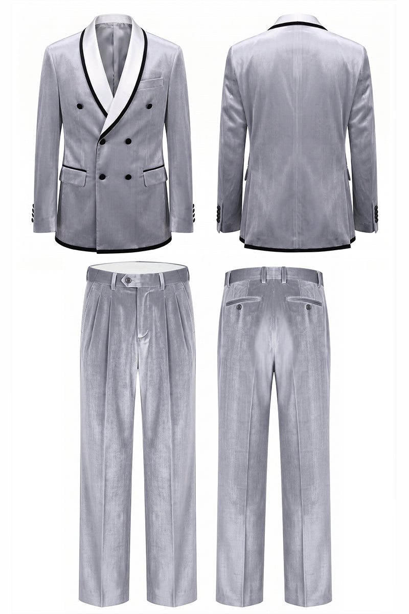 Gray 100% Velvet Suits