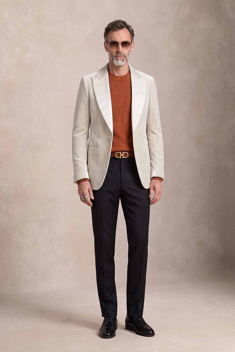 White 100% Velvet Blazers