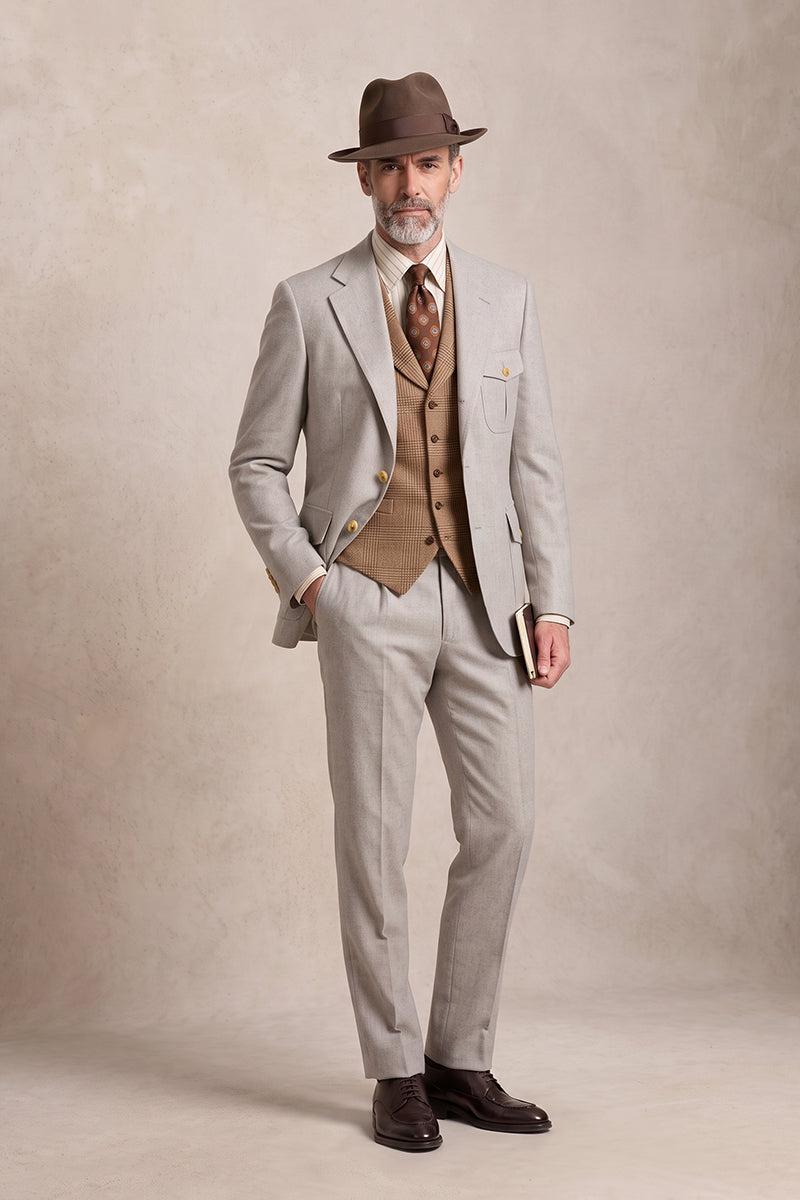 Light Oat 70% Merino Wool Suits