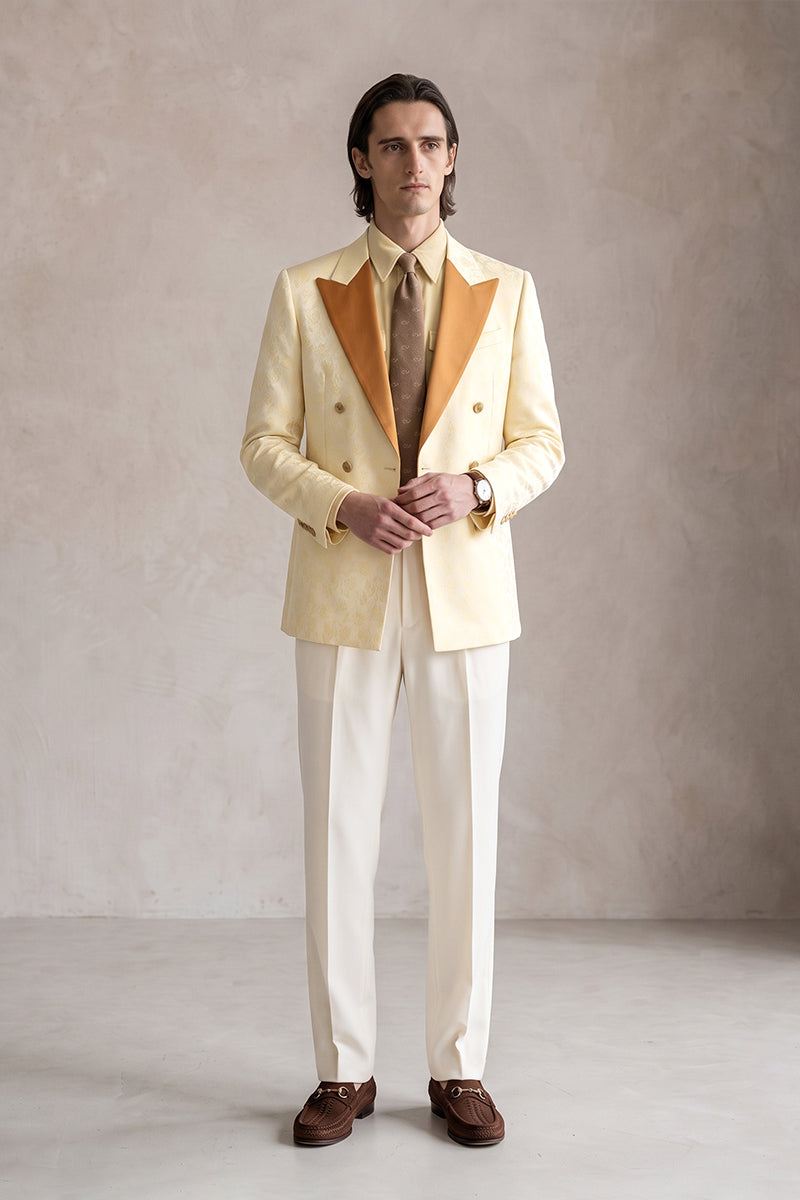 Pale Yellow 82% Jacquard Suits
