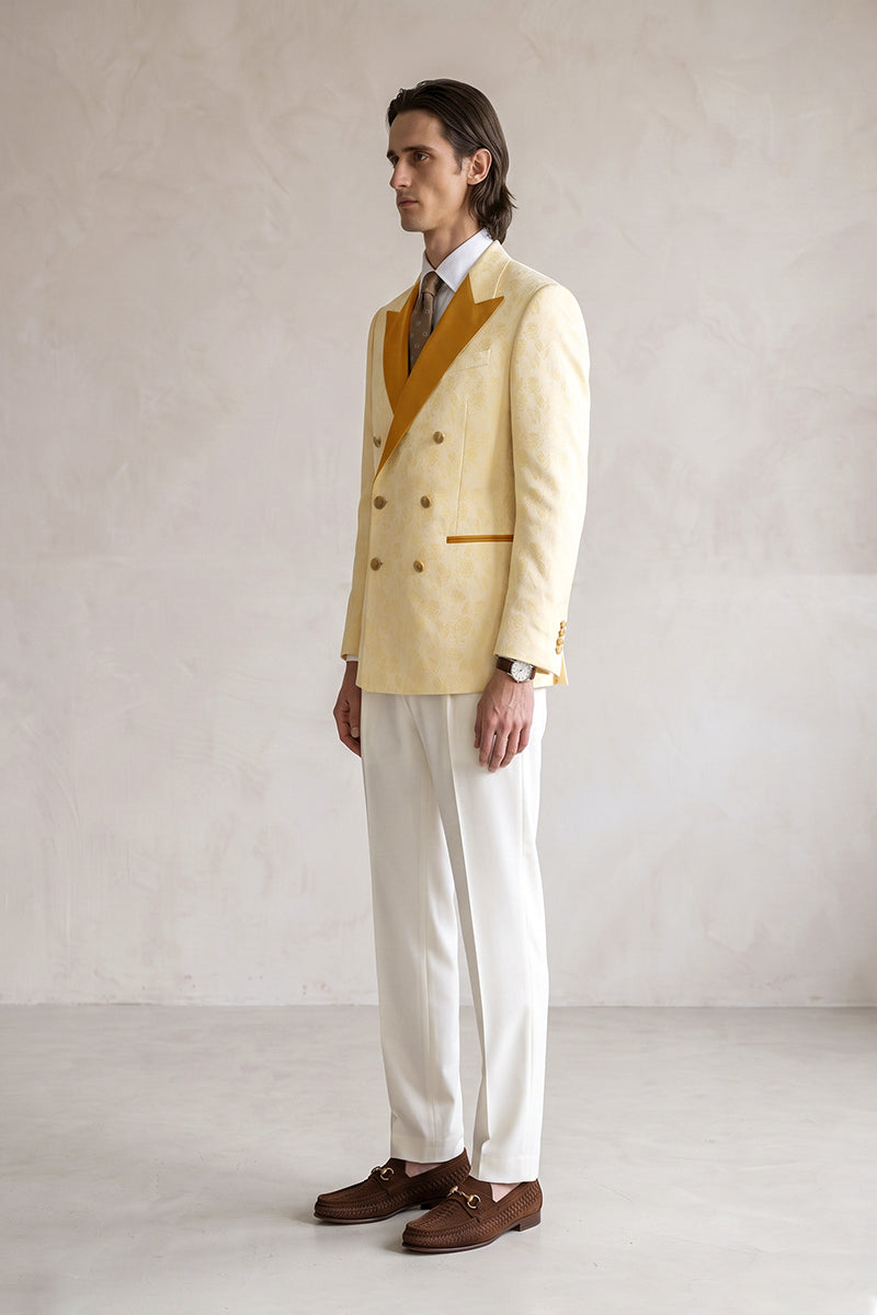 Pale Yellow 82% Jacquard Suits