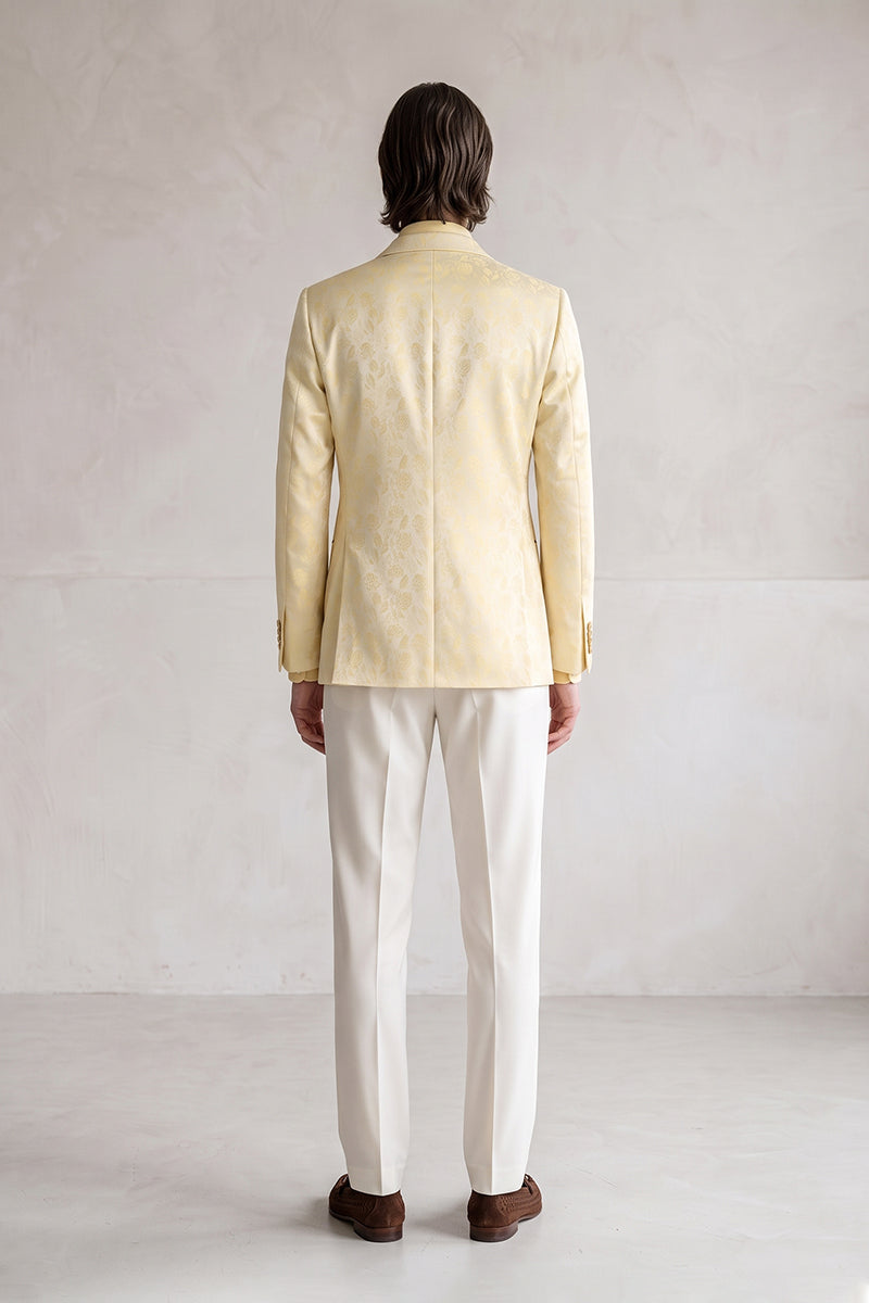 Pale Yellow 82% Jacquard Suits