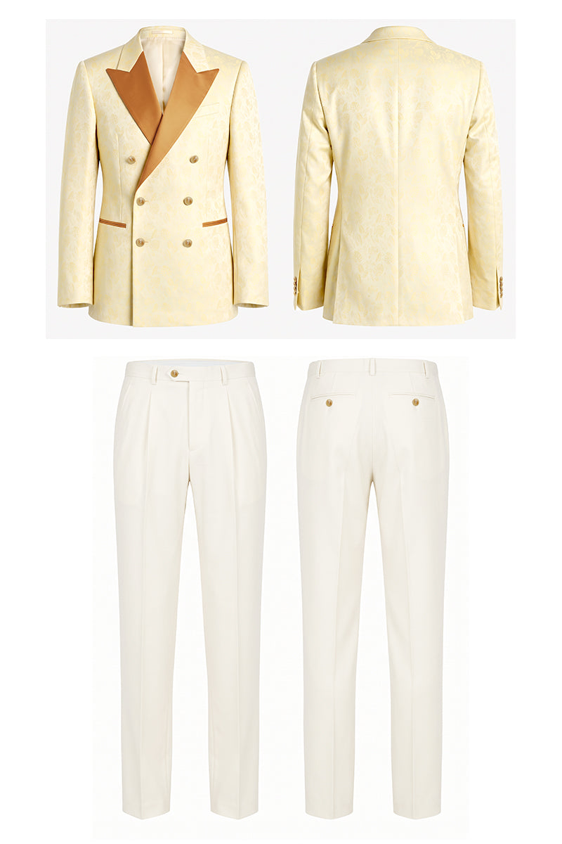 Pale Yellow 82% Jacquard Suits