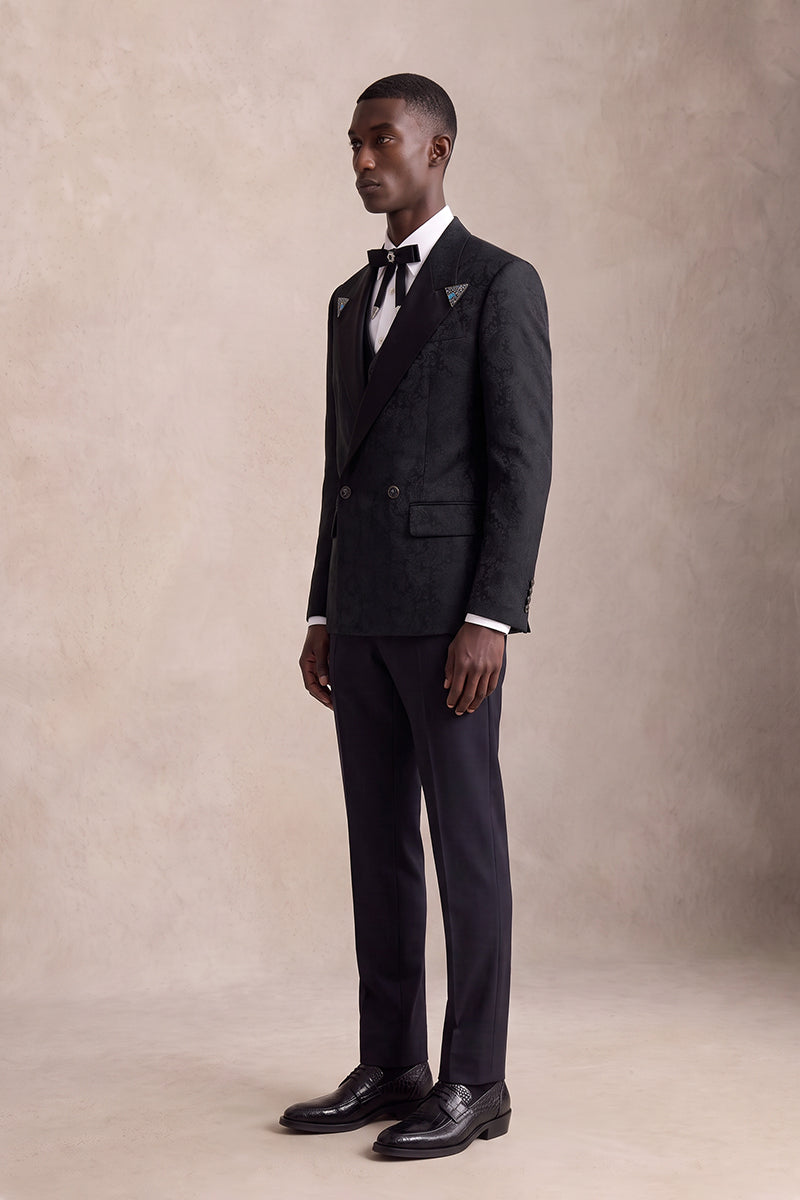 Black 82% Jacquard Blazers