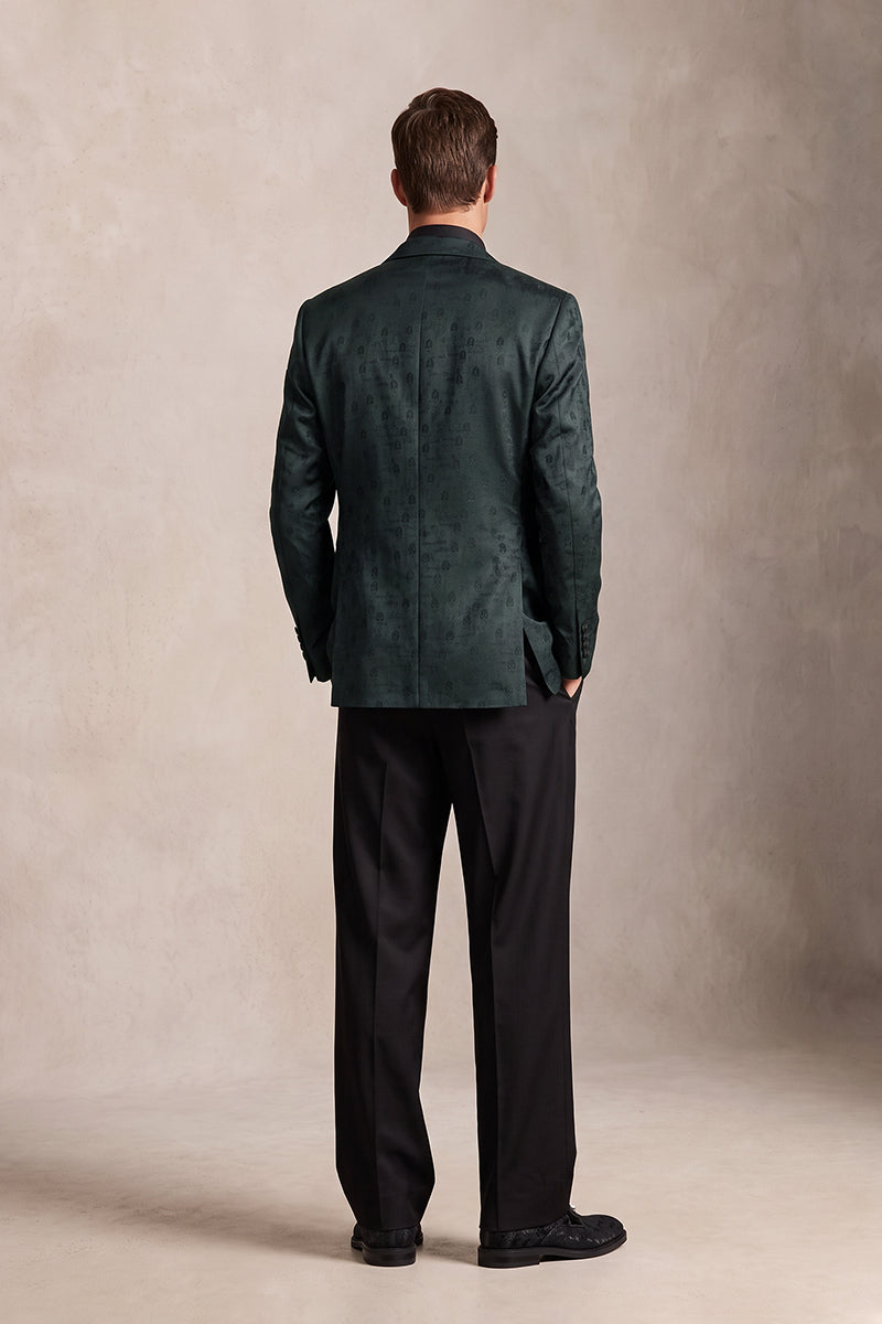 Dark Green 82% Jacquard Suits