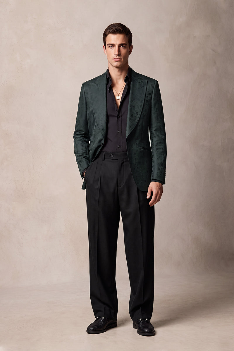 Dark Green 82% Jacquard Suits
