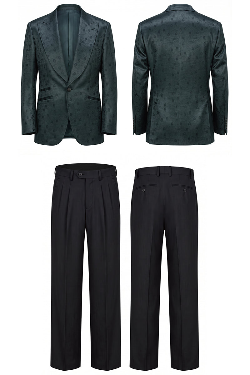 Dark Green 82% Jacquard Suits
