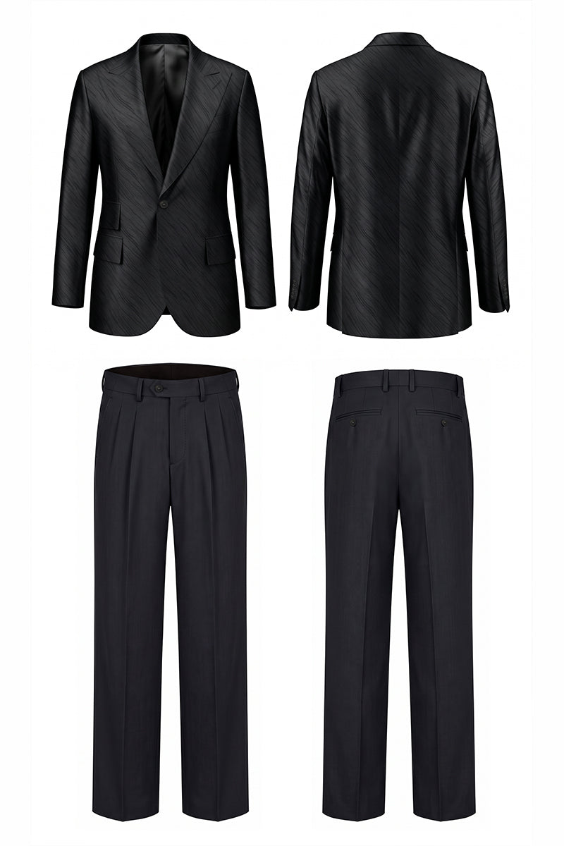 Black 82% Jacquard Suits