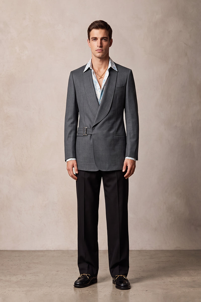 Gray 100% Merino Wool Blazers