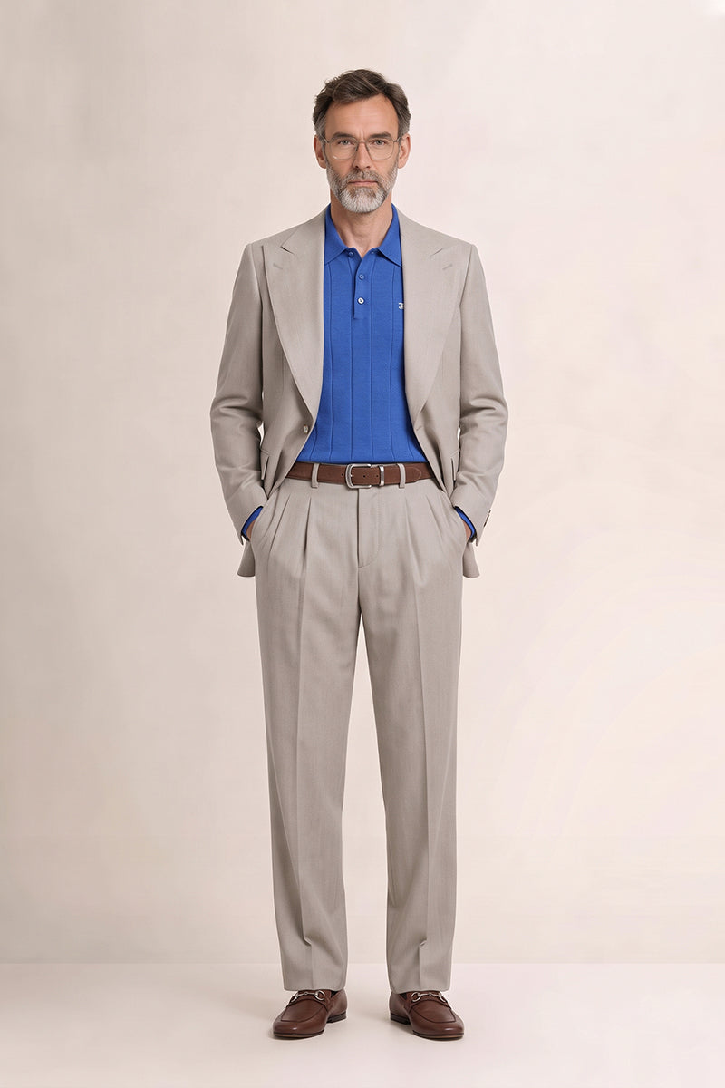 Light Khaki 70% Merino Wool Suits