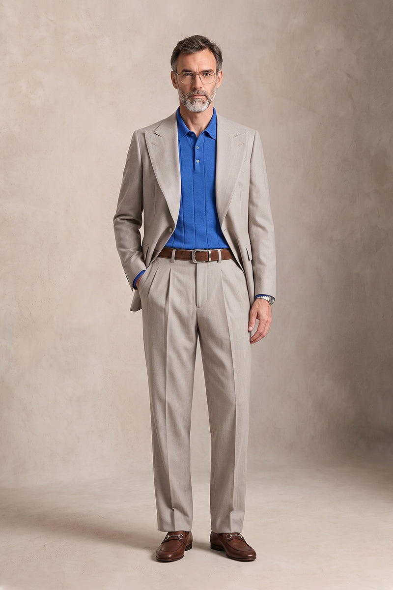 Light Khaki 70% Merino Wool Suits