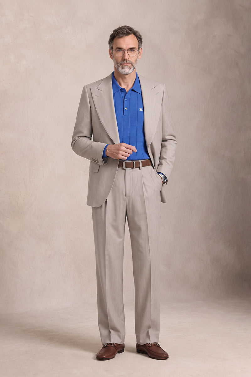 Light Khaki 70% Merino Wool Suits