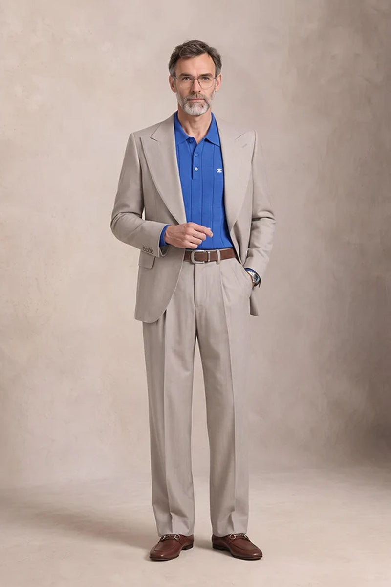 Light Khaki 70% Merino Wool Suits