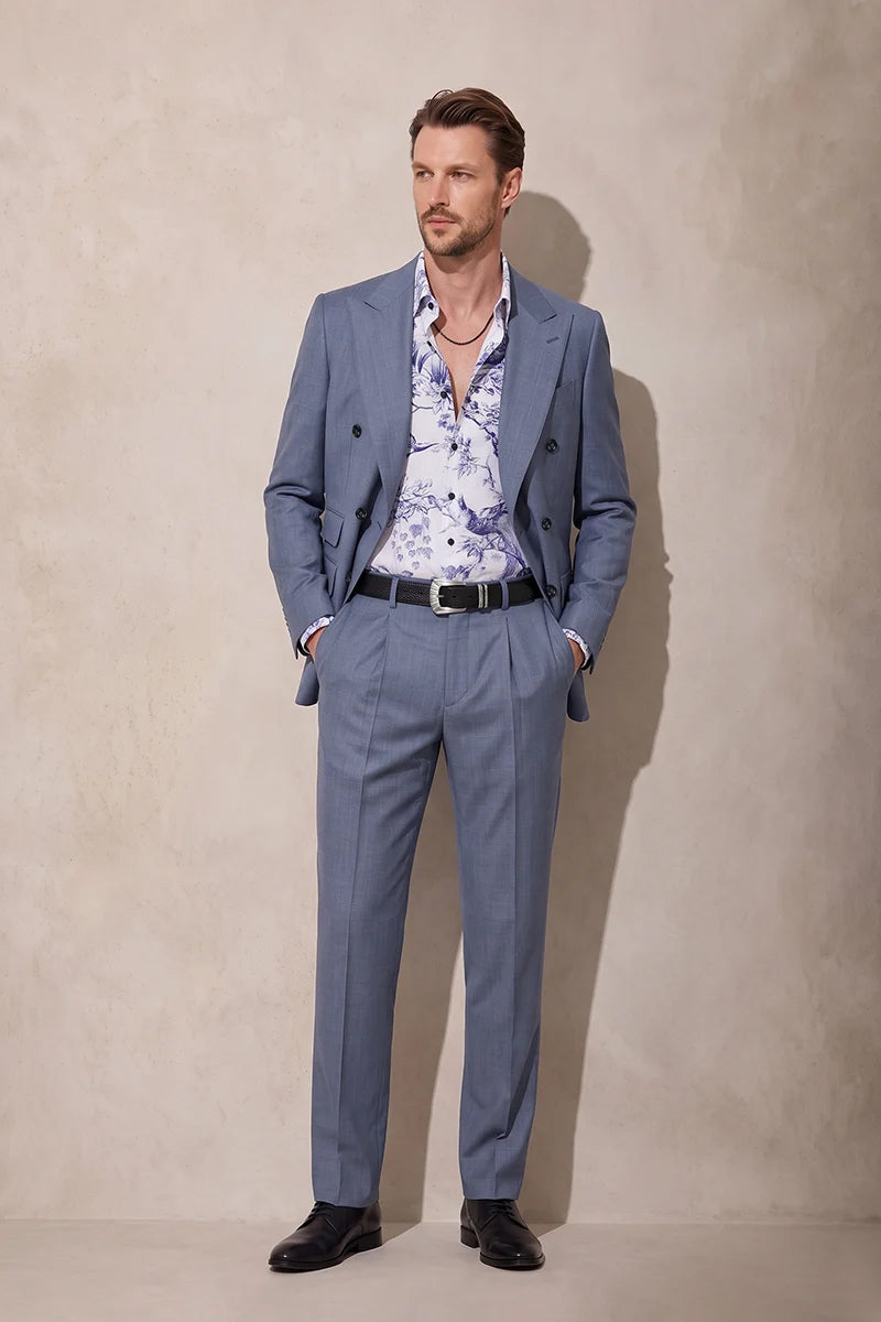 Light Blue 50% Merino Wool Suits